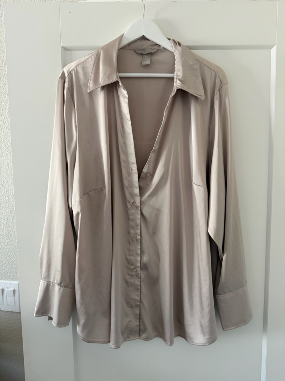 H&M Light Taupe Button-Front Blouse